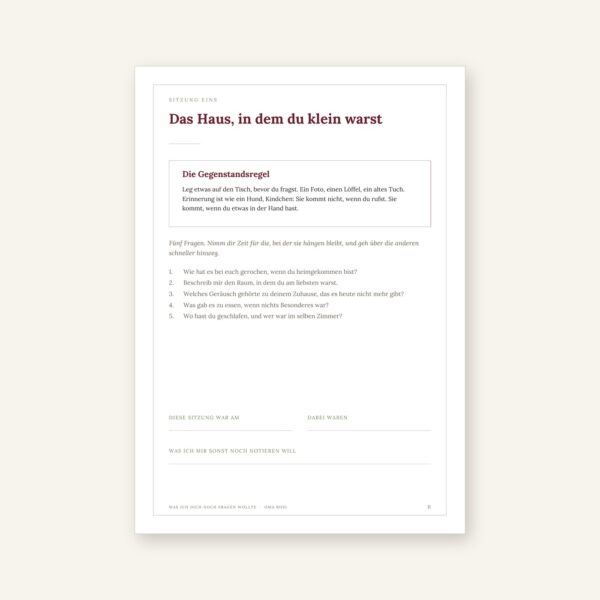 „Was ich dich noch fragen wollte“ – Fragebuch für deine Großmutter, 110 Seiten als PDF