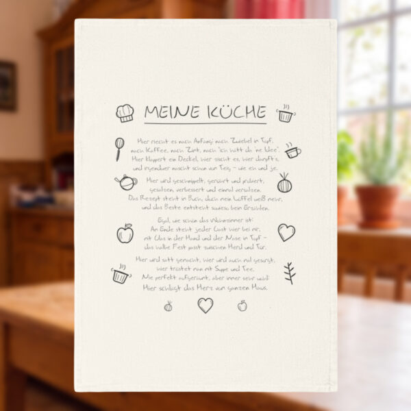 Geschirrtuch „Meine Küche“ – Bio-Baumwolle, 50 × 70 cm